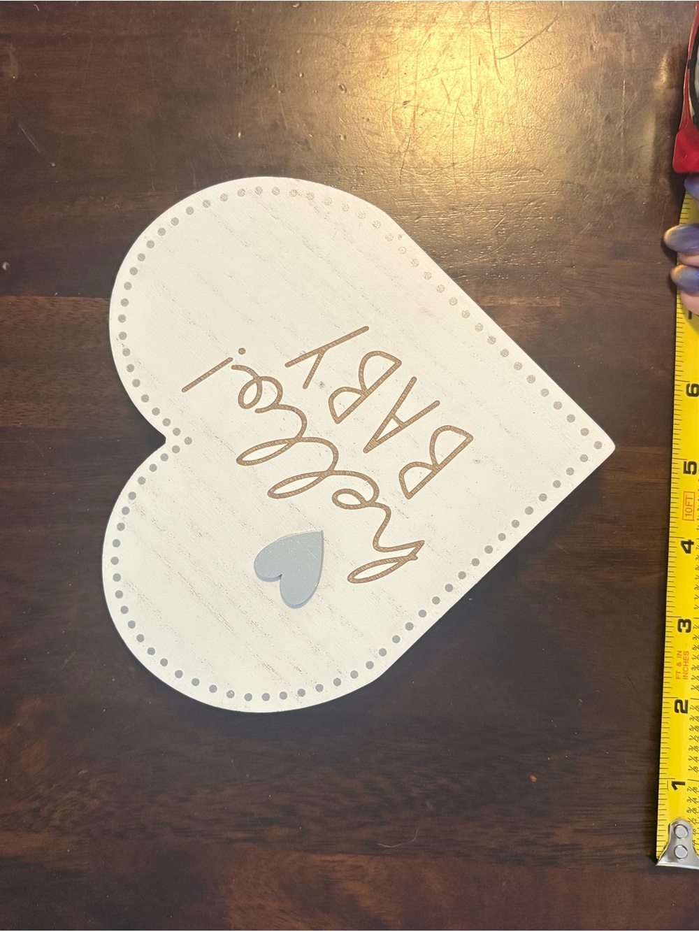 Hobby Lobby White Heart Wooden Wall Accent with Gold Script